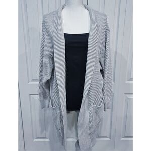 EXPRESS Knit Long Sweater w/ Pockets Light Gray Size Medium
